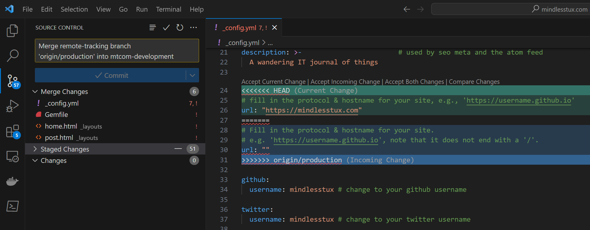 VS Code Diff View